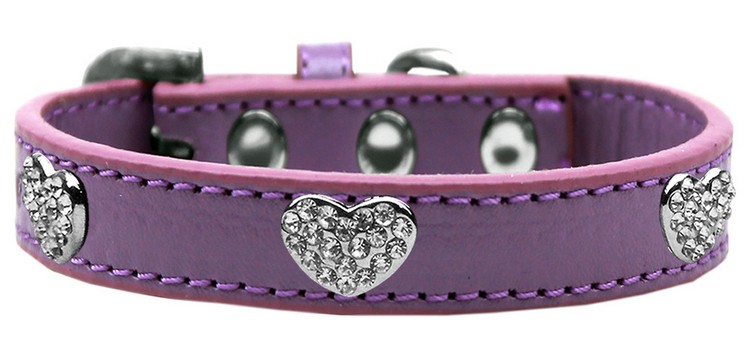 Crystal Heart Dog Collar Lavender Size 16